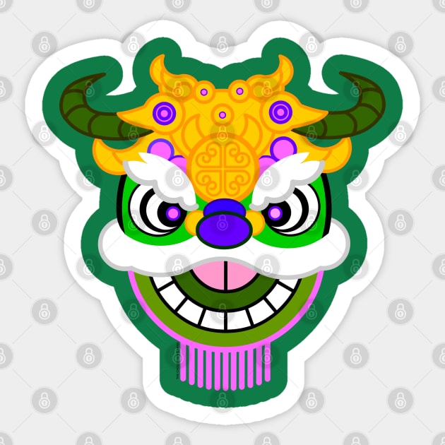 CNY: GREEN LION HEAD Sticker by cholesterolmind